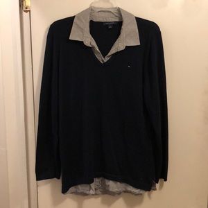 Navy Tommy Hilfiger twofer sweater